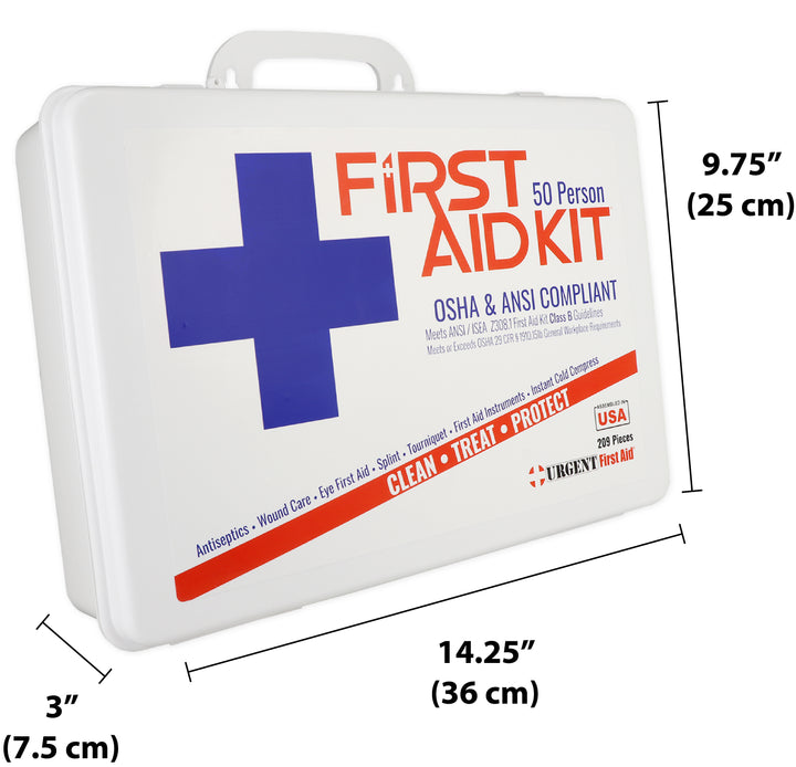 Bulk Urgent First Aid Kit, Plastic, 209pc, ANSI B, 50 Person
