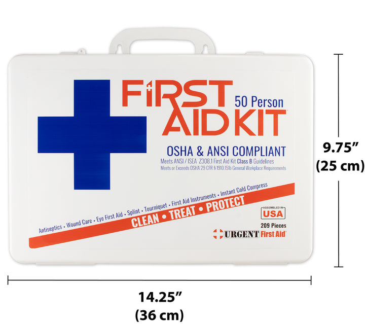 Bulk Urgent First Aid Kit, Plastic, 209pc, ANSI B, 50 Person
