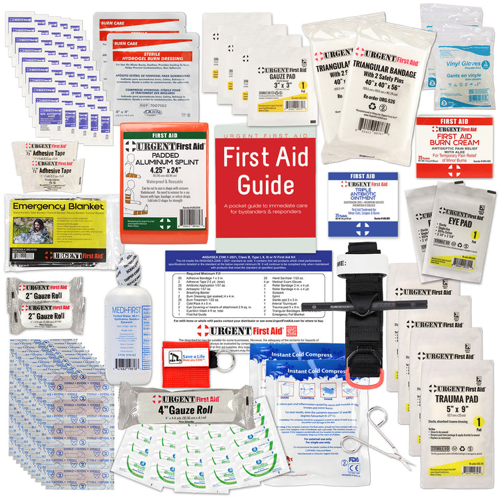 Bulk Urgent First Aid Kit, Plastic, 209pc, ANSI B, 50 Person