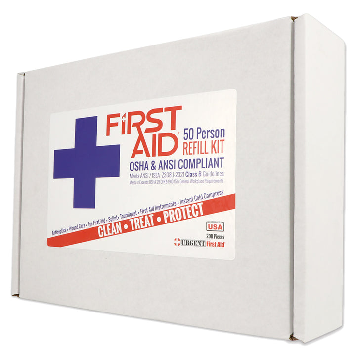 Bulk Urgent First Aid Kit Refill, 208 pc, ANSI B, 50 Person