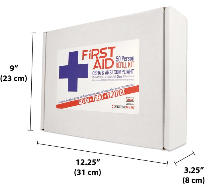 Bulk Urgent First Aid Kit Refill, 208 pc, ANSI B, 50 Person