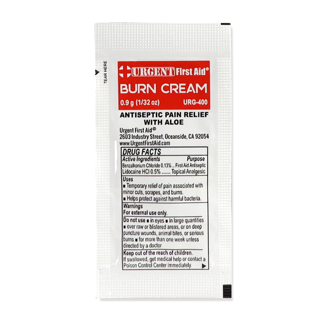 First Aid & Burn Cream .9gram packet, antiseptic pain relief for minor burns and injuries.