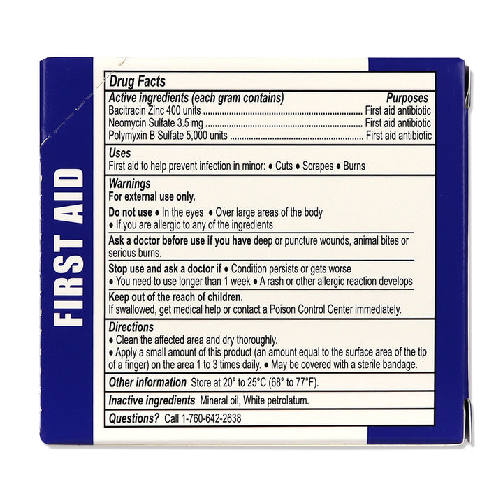 Antibacterial Triple Antibiotic Ointment box drug facts