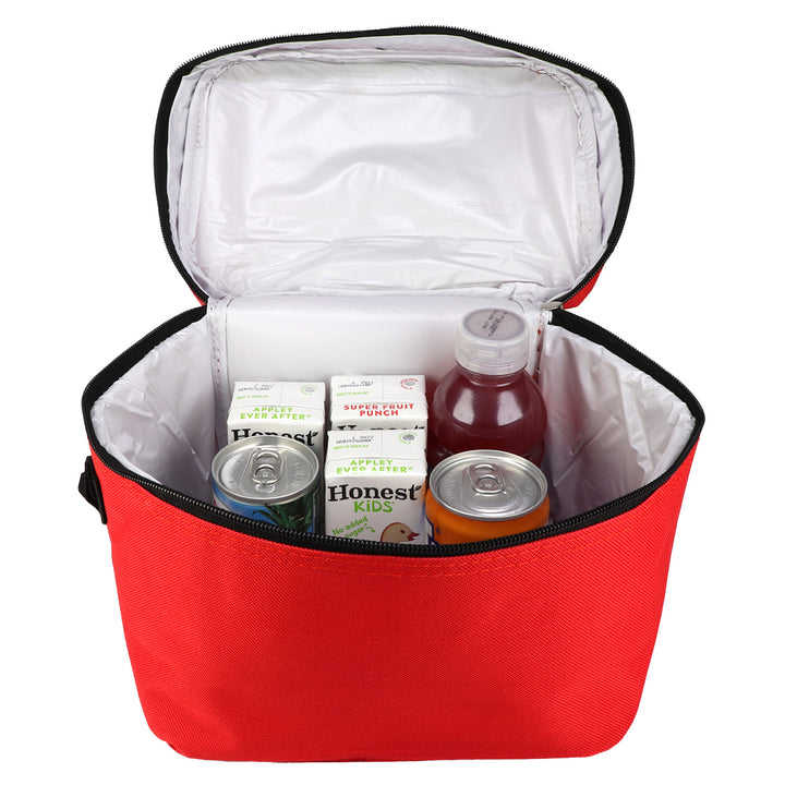 Waterproof soft cooler in red and grey