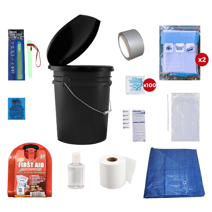 Classroom Lockdown Kit with toilet seat lid. Student classroom hygiene kit or lockdowns. 