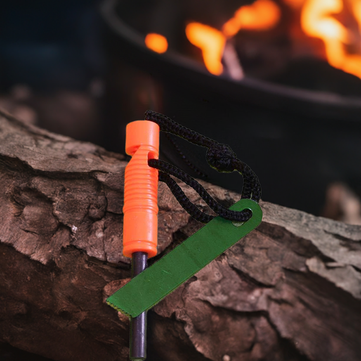Flint starter next to campfire 
