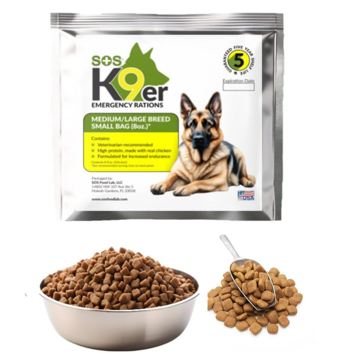 Emergency dog food packet. 5 year shelf life dog food. Evacuation food for dogs. 