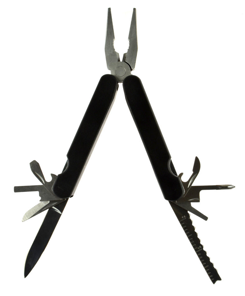 Steel pocket tool with multiple functions. Camping and survival preparedness tool. 