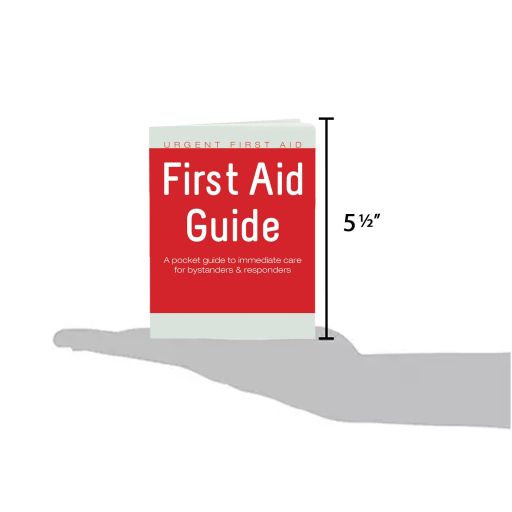 Compact 52 page first aid guide fits in palm of hand. 