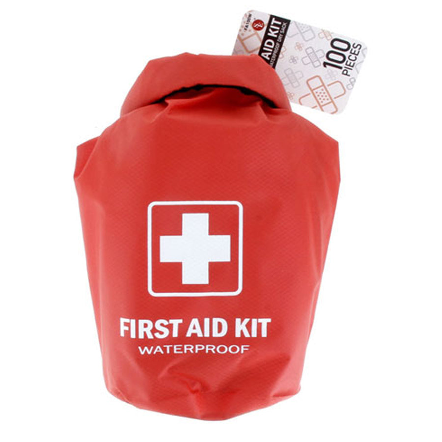 Waterproof first aid kit. First aid kit in dry bag for floods, earthquakes and natural disasters. 
