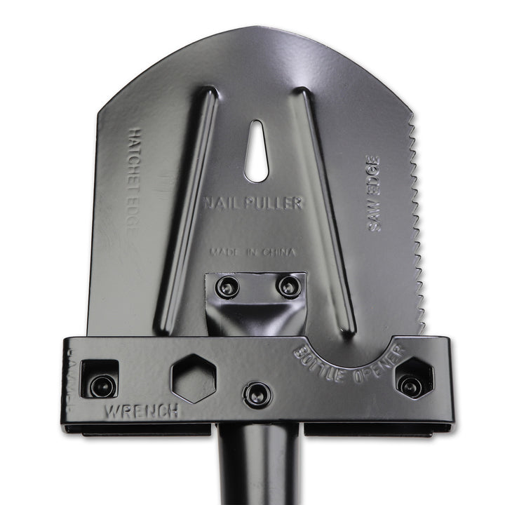 Mini shovel tool with multiple functions and emergency supplies. Compass handle