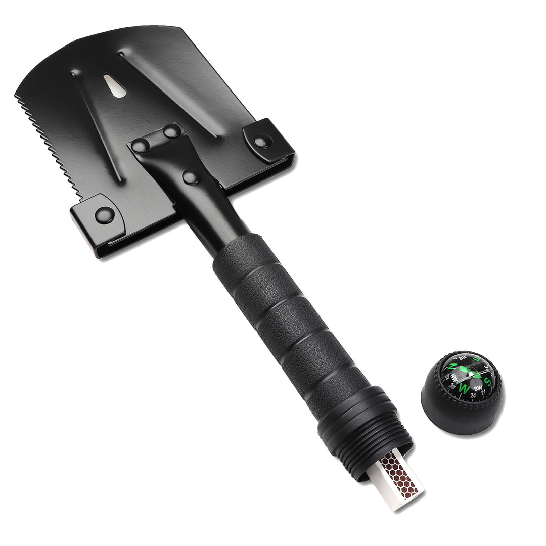 Tactical shovel in stealth black for emergencies and disasters.