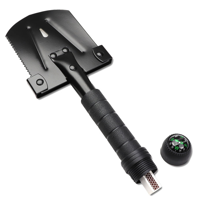 Tactical shovel in stealth black for emergencies and disasters.