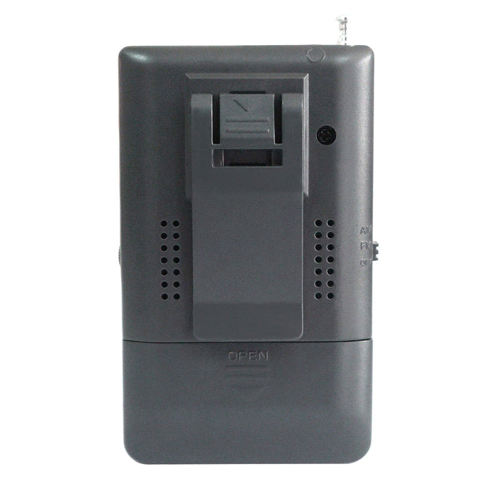 portable radio with clip for belt.