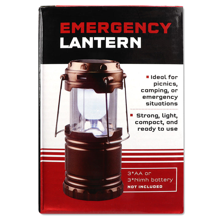 Ultrabright 6 LED collapsible lantern with wire handle. Solar powered lantern, never needs batteries. 