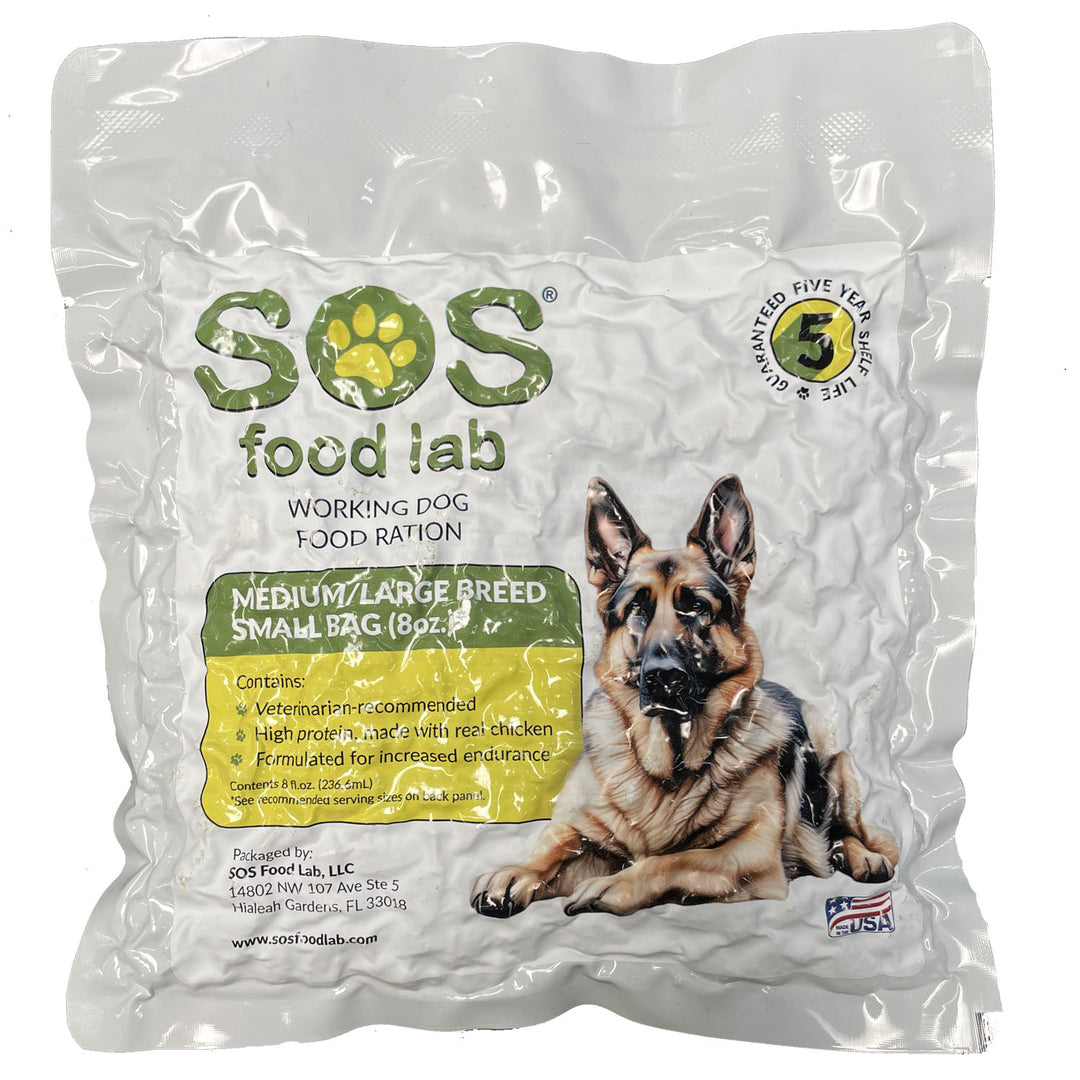 Emergency dog food. Long term dog food package. Vacuum sealed dog rations. 