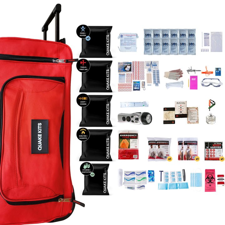 3 person 3 day emergency survival kit with emergency food and water and survival tools. 72hr kit. 