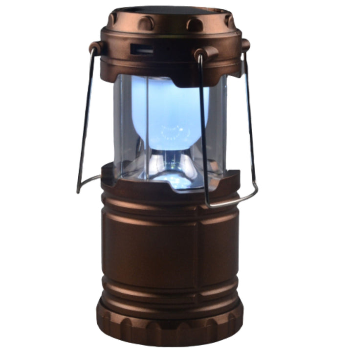 Solar powered compact bronze lantern heavy duty and collapsible
