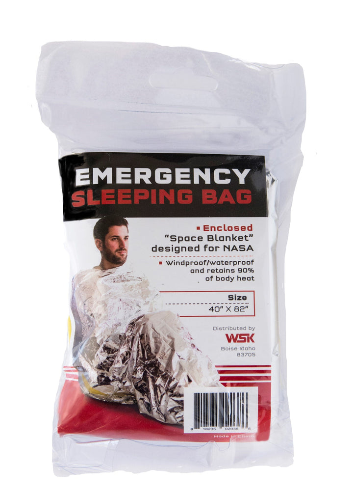Emergency survival sleeping bag. Space blanket with reflective mylar material. Thermal blanket. 
